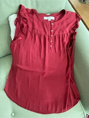Loft Ruffled Short Sleeve Shirt